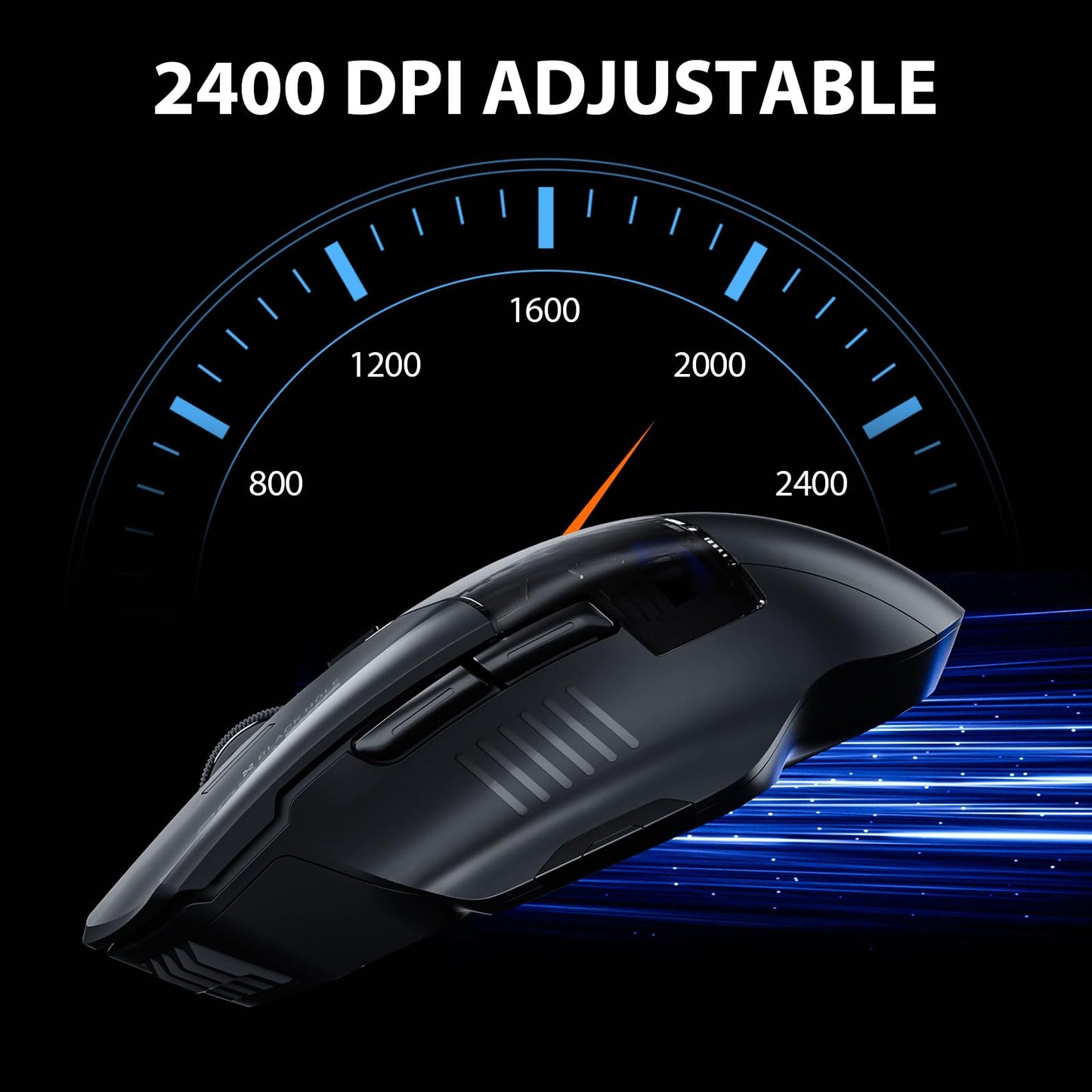 Inphic A9 Explorer Bluetooth Mouse, Dual-Mode Bluetooth 5.0/2.4G Wireless Mouse, Rechargeable, 2400 DPI, RGB Breathing Light, Visible Battery Indicator, Wireless Mouse for Laptop/PC/Computer.