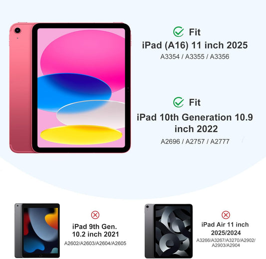 Case for iPad 11th Generation 2025 / iPad 10th Generation 2022 (10.9/11 inch) with Pencil Holder, Trifold Stand, Auto Sleep/Wake, Flexible TPU Back, Protective Cover for 11/10 Gen, Pink