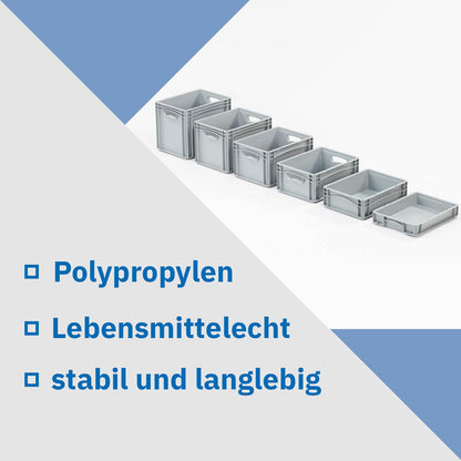THE BOX FACTORY Euro container 400x300x220mm | closed box | storage box | plastic crates | storage container with handles | sturdy stackable box | Euro box | reusable container