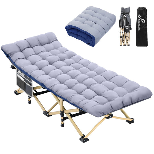 Sportneer folding camp bed with pad, 188X71cm, 204KG Camping bed set foldable XXL with collapsible mattress for adults, outdoor, garden, camping, travel, indoor