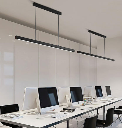 SENFAY 120cm LED pendant light dining table dimmable, pendant light black with remote control, 48W modern linear design pendant light, dining table lamp hanging adjustable height for dining room kitchen office