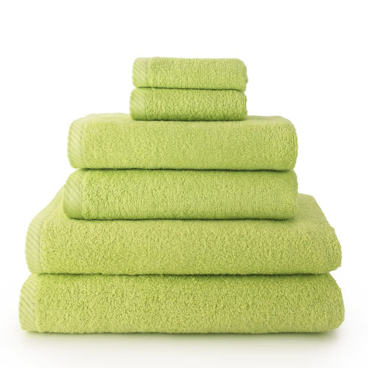 Top Towel - Combo - Large bath towels - Bathroom hand towels - 2 face or bidet towels + 2 hand or sink towels + 2 shower towels - 100% cotton - Lime