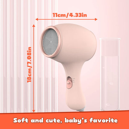 Lotvic children's hair dryer, 550W mini hair dryer for girls, hair dryer for kids, kids hair dryer with 3 temperatures, travel hair dryer for children, cute mini hairdryer, lightweight and durable, soft touch casing (pink)