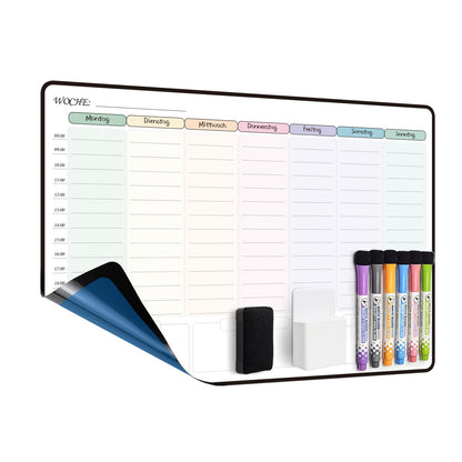 MCCORL 42×28cm Whiteboard Weekly Planner Erasable Self-Adhesive for Wall, Glass, and Wood (any smooth surface) Planning Board, Memo Board in German