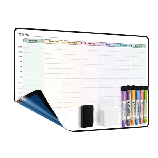 MCCORL 42×28cm Whiteboard Weekly Planner Erasable Self-Adhesive for Wall, Glass, and Wood (any smooth surface) Planning Board, Memo Board in German