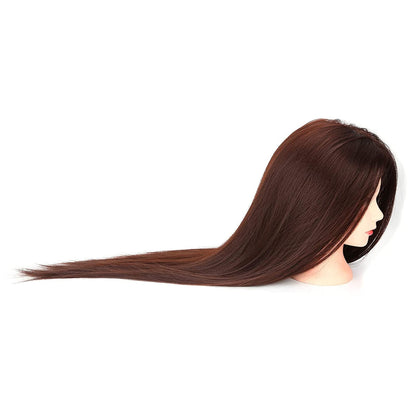 Youyijia Practice Head Training Heads 24" Mannequin Head Hair With Holder Training Head Hairstyling doll head Mannequin Head Holder (brown)