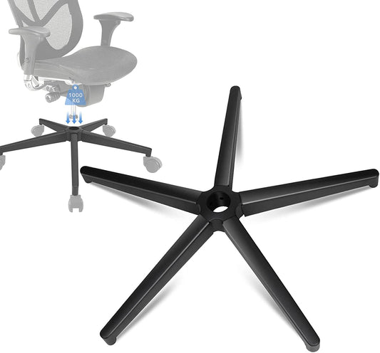 Office chair base, 5-star base with support, black pentagonal metal frame, swivel chair base, suitable for 11mm x 22mm casters, 50mm gas spring.