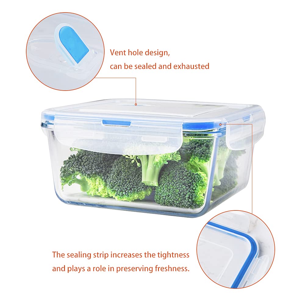 HUSANMP 4-piece set extra-large glass food storage containers with lids, glass containers with lids, glass storage containers, BPA-free.