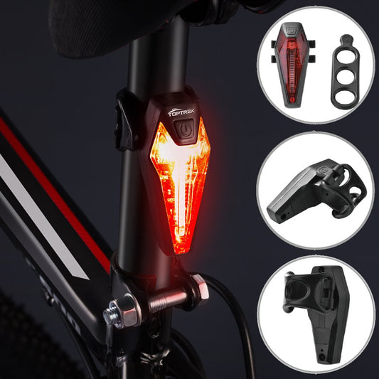 Toptrek Rear Bike Light CREE LED Bicycle Light Taillights USB Rechargeable Battery Waterproof IPX4 for Road Bike MTB (Black)