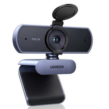 UGREEN Webcam 2K, USB A webcam with microphone, PC camera, fixed focus, 80° field of view, camera with privacy cover, automatic light correction, stereo sound, plug & play, PC camera for Windows/MacOS/Zoom/Skype.