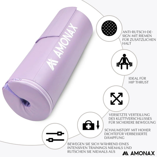 AMONAX Hip Thrust Barbell Pad, Extra Thick Barbell Pad, Durable Gym Accessory, Fitness Pad for barbell, barbell padding for Fitness Accessories Women and Men (Purple)