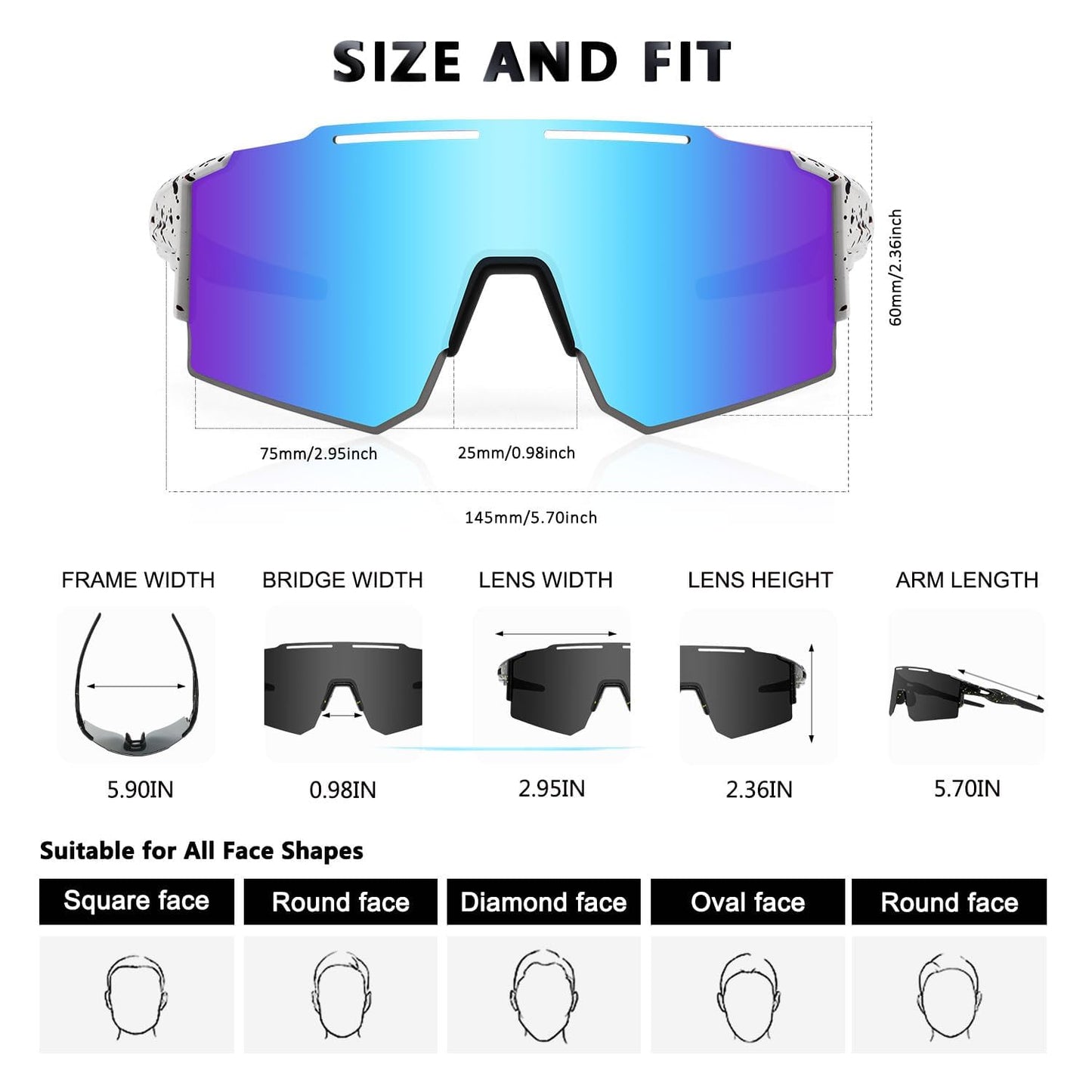 Eninedeuisou Sunglasses Bike Goggles for Men Women UV 400 Protection Protective Glasses MTB Sports Glasses for Outdoor Sports Cycling Driving Running Golf Baseball