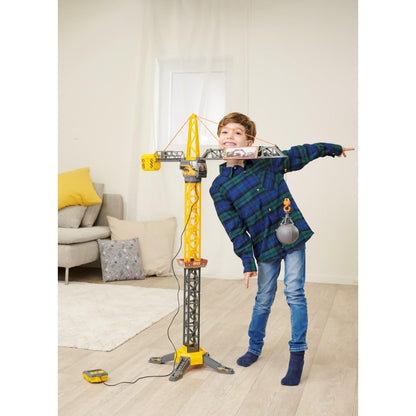 Dickie Toys - Mighty Crane (110 cm) - large toy crane with 360° rotation & wrecking ball including grip function, play crane for children aged 3 years and older with cable remote control.
