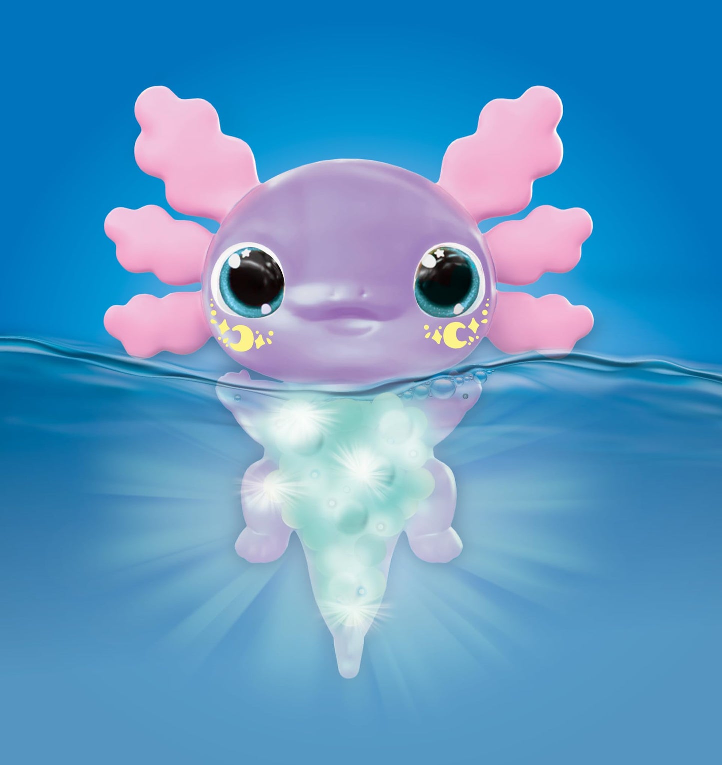 Animagic Let’s Glo Axolotl - Lilac Pastel, Electronic Pet for Kids 4+, Sensory Play & Tactile Experience, Glows in the Dark, Plush Toy THAT Swims & Glows in Water.