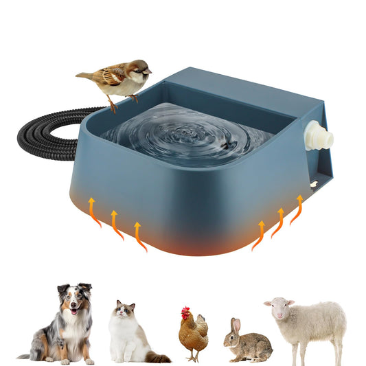 NAMSAN Heated Water Bowl Anti-Freeze Water Bowl with Floater Drinking Bowl with Water Connection for Dogs/Cats/Rabbits/Chickens