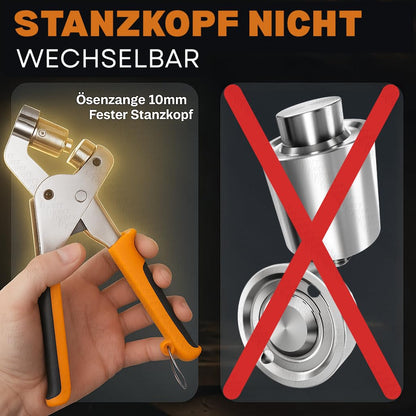 Craftus® Professional Eyelet Tool Set with 200 stainless steel eyelets (Ø 10mm) I Magnetic eyelet press made of hardened steel for fabrics & tarps I Eyelet punch for tarp eyelets & metal eyelets.