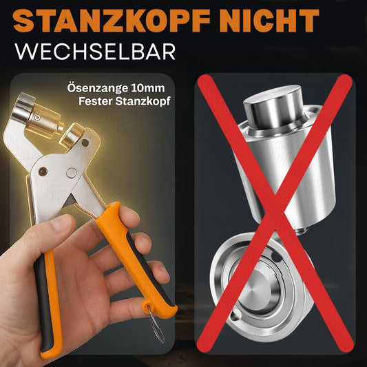 Craftus® Professional Eyelet Tool Set with 200 stainless steel eyelets (Ø 10mm) I Magnetic eyelet press made of hardened steel for fabrics & tarps I Eyelet punch for tarp eyelets & metal eyelets.