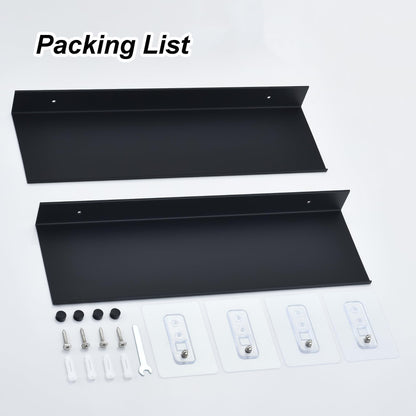 HNVNER Shower Caddy Without Drilling 2 Pieces, Metal Wall Shelf Black 40CM, Shampoo Holder for Shower, Floating Shelf for Storage for Bathroom, Living Room, Kitchen, Bedroom, Office