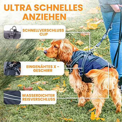 Animalhood Raincoat for Dogs - Waterproof Dog Raincoat - Reflective Dog Rain Jacket - Dog Coat with Harness Included Waterproof