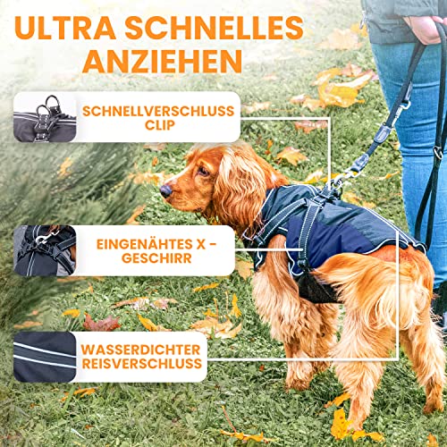 Animalhood Raincoat for Dogs - Waterproof Dog Raincoat - Reflective Dog Rain Jacket - Dog Coat with Harness Included Waterproof