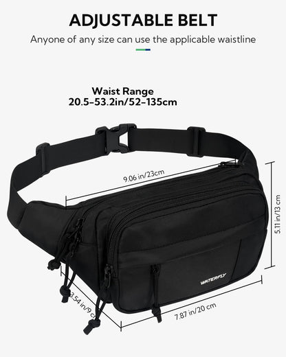 WATERFLY Waist Bag for Men and Women: Sporty Stylish Fanny Pack Small Festival Bumbag MTB Hipbag Walking Belly Bag Unisex Hip Bag for Sports Dog Training