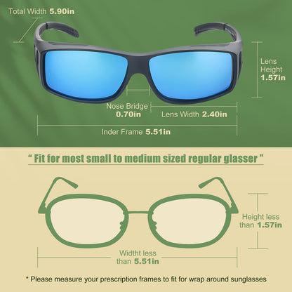 Farrobor sunglasses for glasses wearers Polarized Fitover Sunglasses Men Women 2 Set with UV400 for Driving Hiking Fishing Fitover 0311 (Classic Colors)