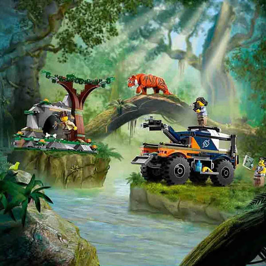 LEGO City Jungle Explorer Truck, construction and playset for kids aged 6 and up, cool birthday gift, truck toy with 3 adventurer minifigures and tiger 60426.