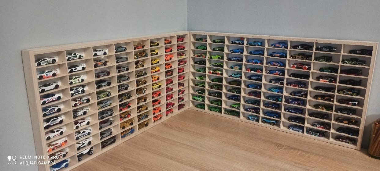 Dekoralove WOOD ORGANIZER 80X40CM for drawers compatible for Hot Wheels jewelry Wood storage compartments white shelf backs