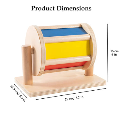 YAANI Montessori Spinning Drum is a Montessori toy for infants aged 6-12 months and 1 year old toddlers. It's the best baby gift idea.