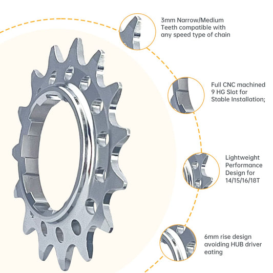 ALAUDARK Single Speed Cassette Sprocket Conversion Kit for Fixie BMX, Dirt Jump, and MTB bikes. Compatible with Shimano 11S, 10S, 9S, 8S, 7S.