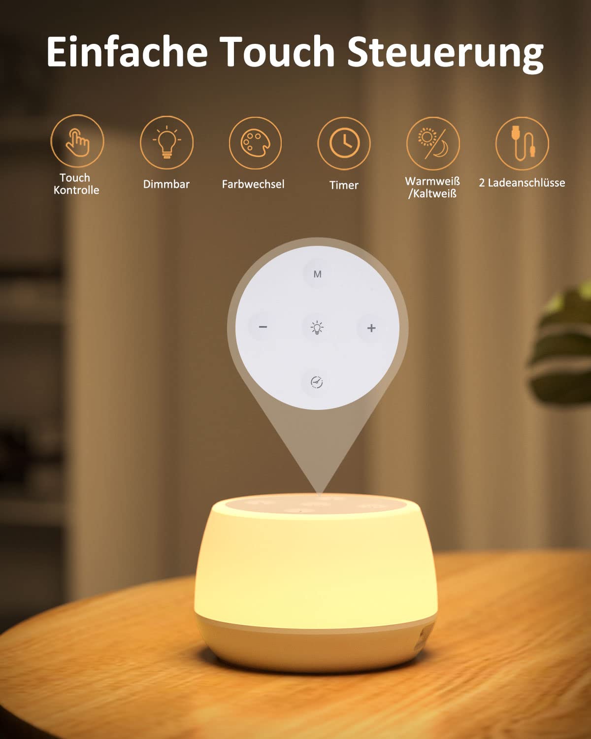 Bedside lamp with USB C 20W Fast Charger, LED bedside lamp with touch dimmable feature and RGB color changing mode & timer. Charging lamp for kids' room, bedroom, living room.