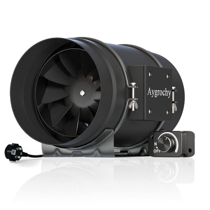 Aygrochy 200mm adjustable duct fan 935 m³/h, EC motor exhaust fan for bathrooms, cooling, boosters, grow tents, hydroponics, home use, ventilation, and exhaust fans.