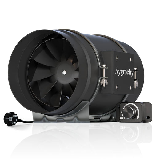 Aygrochy 200mm adjustable duct fan 935 m³/h, EC motor exhaust fan for bathrooms, cooling, boosters, grow tents, hydroponics, home use, ventilation, and exhaust fans.