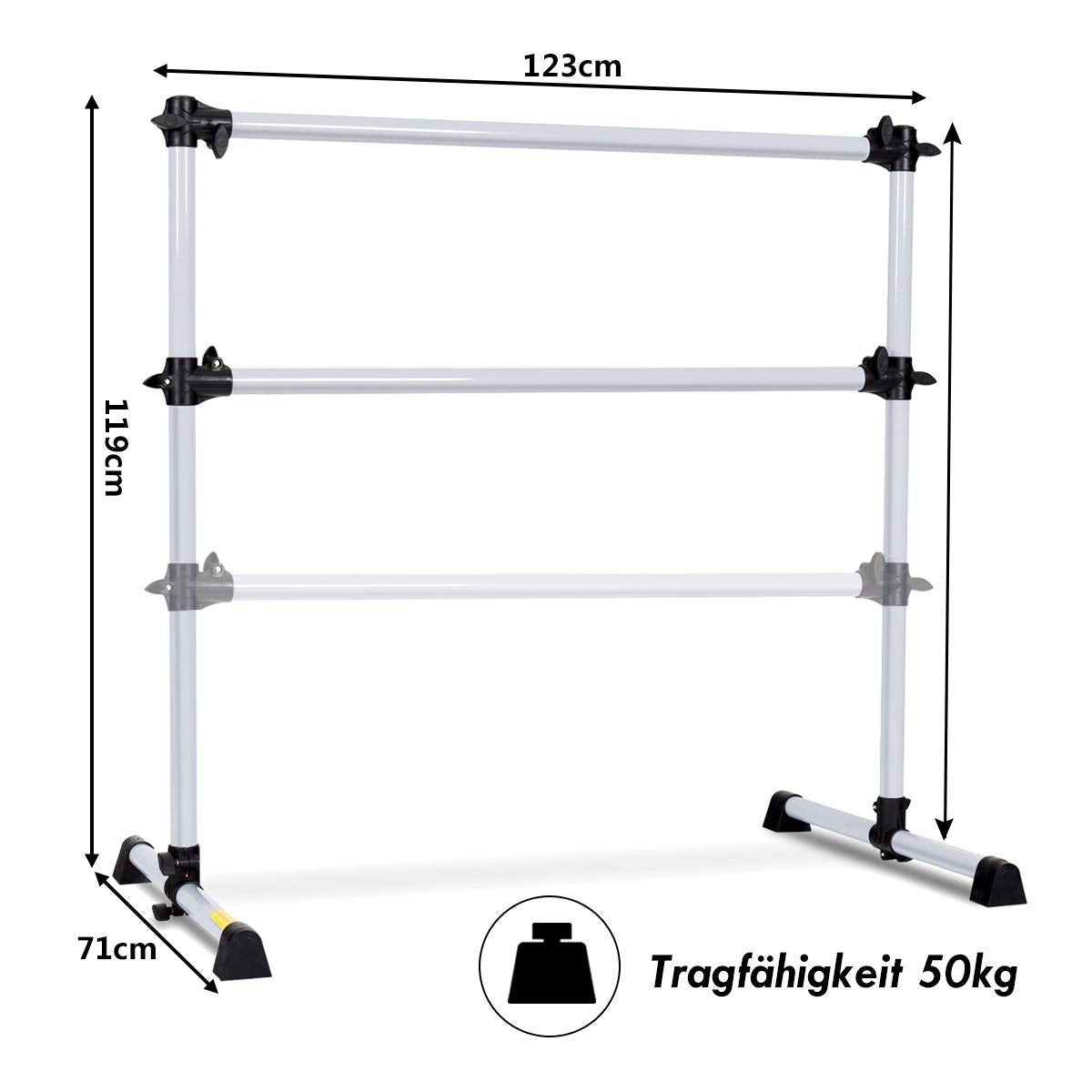 GOPLUS Ballet barre, ballet bar, stretch bar, adjustable height, for kids and adults, 120 x 118 x 71cm, color option (Silver)