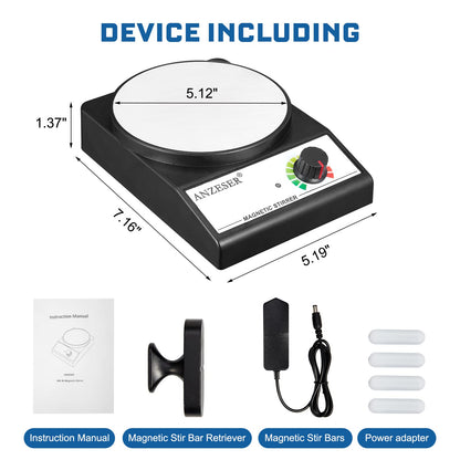 ANZESER Magnetic Stirrer with stirring bars, speed range 0-3500 rpm, stirring capacity 3000mL.
