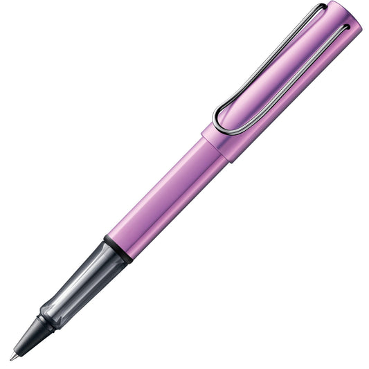 Lamy AL-star lilac Rollerball - light pen with transparent, ergonomic grip & medium nib - aluminum body - includes medium rollerball refill M 63 in black.