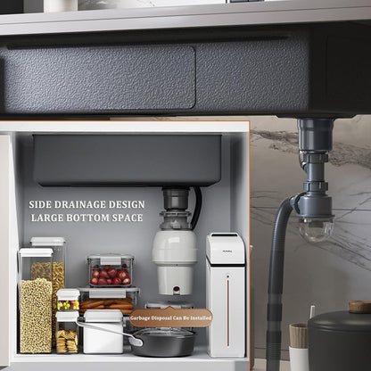 304 stainless steel waterfall sink with digital display, bar sink with tool holder, nano-coated workstation sink with pull-out faucet and cup washing system (size: 75 x 46 x 21 cm).