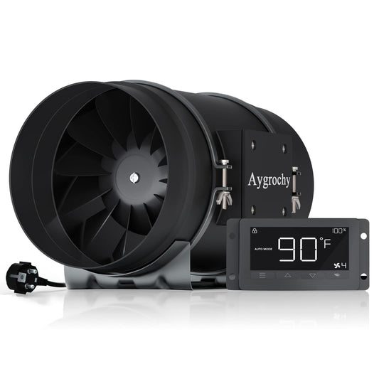 Aygrochy 200mm Intelligent Duct Fan with Temperature and Humidity Controller, Exhaust Fan for Booster, Grow Tents, Ventilation, and Hydroponic Culture Tents