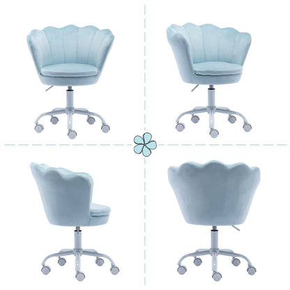 Wahson Velvet Kids Desk Chair Swivel Chair with Armrests for Girls Children Study Office Chair Adjustable Height (Light Blue)