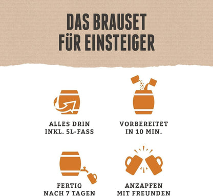 Brew Keg | DIY beer brewing kit | Pilsner in a 5 liter keg | Ready in 7 days | Gift for men, friend, or father | Beer gift