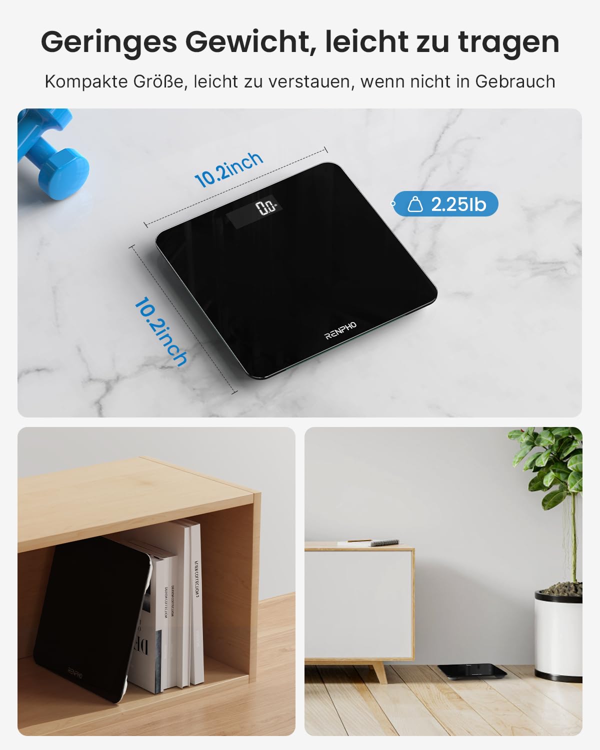 REPHO digital bathroom scale with Bluetooth, high-precision sensors, smart scale measuring body fat and muscle mass up to 180 kg/400 lbs.