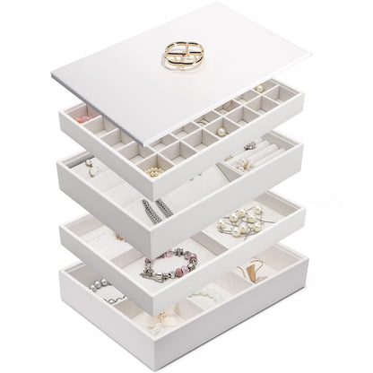 Vlando stackable jewelry trays jewelry box jewelry organizer jewelry storage - Large jewelry box women's jewelry display drawer insert for earring necklaces bracelet ring