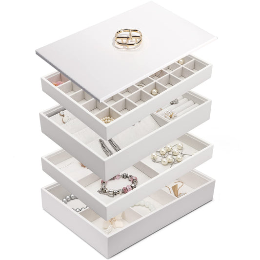 Vlando stackable jewelry trays jewelry box jewelry organizer jewelry storage - Large jewelry box women's jewelry display drawer insert for earring necklaces bracelet ring