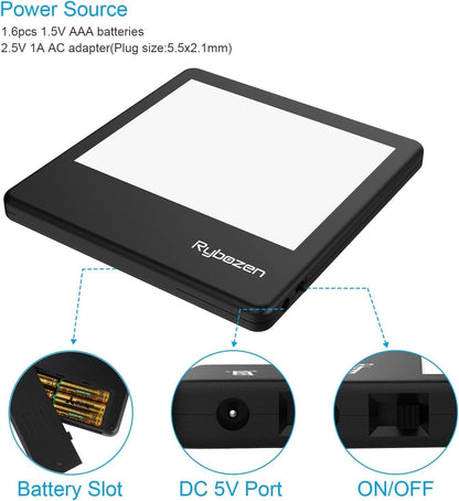 Rybozen Diascanner Ultrathin Portable Scanner - 5 x 4 Inch LED Light Panel- Convert 35mm Slides to Digital JPG Images - Scan Negatives and Film Photo Dias