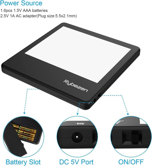 Rybozen Diascanner Ultrathin Portable Scanner - 5 x 4 Inch LED Light Panel- Convert 35mm Slides to Digital JPG Images - Scan Negatives and Film Photo Dias