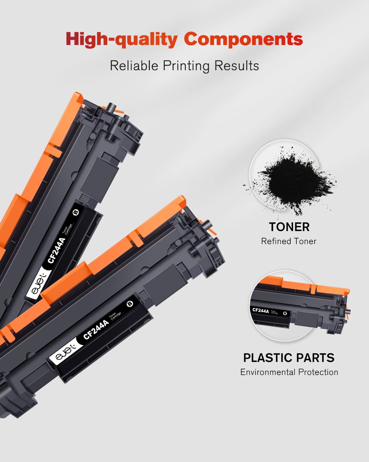 ejet Compatible Toner Cartridge as a replacement for HP 44A CF244A for Laserjet MFP M28w M28a for Laserjet Pro M15w M15a Printer (Black, 2-Pack)