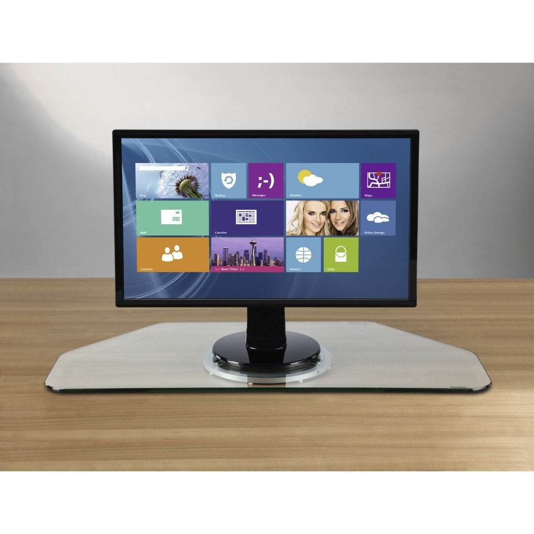 Hama TV turntable for TVs and monitors up to 60 kg, rotates 360°, 60 x 40 cm, safety glass, transparent.