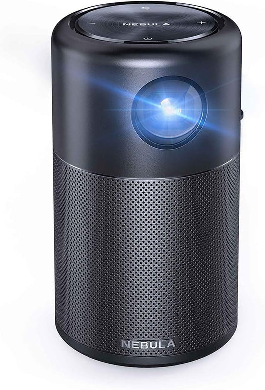 Anker Nebula Capsule Mini Portable Video Projector, Mini Smart Wi-Fi Video Projector, 100 lumens Output, 360° Speaker, 4-hour Video Playback Battery Life, Home Entertainment.