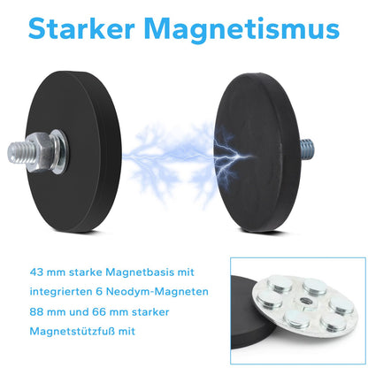 Aenienoe Neodymium Magnets Rubberized 66mm Threaded Magnet 30kg Very Strong Magnets Thread, Rubberized Magnets Inner Thread M6 4 Pieces