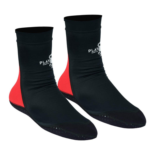 Playwell Martial Arts/MMA School Tatami Indoor Mat Grappling Foot Socks - Black/Red - Size L